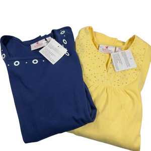 New Lot of 2 Quacker Factory Tops Womens Size SMALL Yellow Beaded Blue Yellow